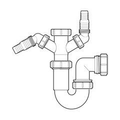 McAlpine Twin Nozzle Sink P Trap - 40mm, 75mm Seal