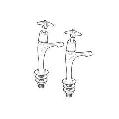 Modern Cross Head High Neck Sink Taps, Pair - 1/2"