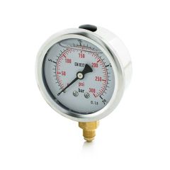 Oil Filled Pressure Gauge - 0 to 20 bar, 63mm Dial