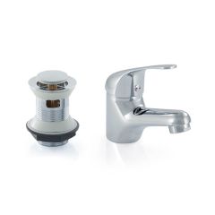 Ophelia Monobloc Basin Mixer Tap with Clicker Waste