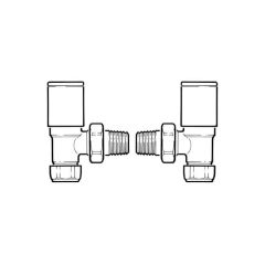 Modern Angled Towel Warmer Valves - 15mm x 1/2" Pair