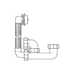 Bath Trap with Overflow Hose & Chromed Rose - 1.1/2"