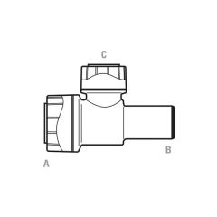 Polyplumb Branch Reducing Tee - 15 x 15 x 10mm Grey