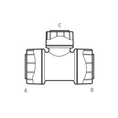 Polyplumb Branch Reducing Tee - 22 x 22 x 10mm Grey