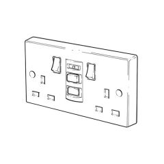 RCD Switched Twin Socket - 13A, 2 Gang