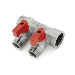 RIIFO Plumbing Manifold 3/4" x 1/2" Valved Outlets - 2 Port