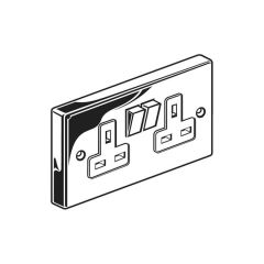 Switched Twin Socket Outlet - Single Pole, Chrome