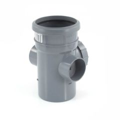 Soil & Vent Single Socket Access Pipe - 2 Boss Grey