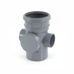 Soil & Vent Single Socket Access Pipe - 2 Boss Grey