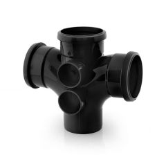 Soil Drain Double Branch - 110mm x 92.1/2° Black