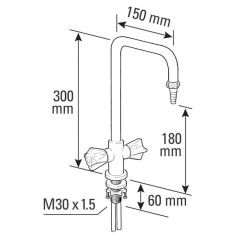 Broen Laboratory Bench Mounted Mixer Water Tap