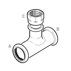 XPress Gas Tee - 22mm x 22mm x 1/2" BSP F