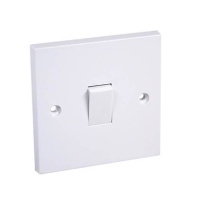 Plate Switch - 6A, 1 Gang, 2 Way, White