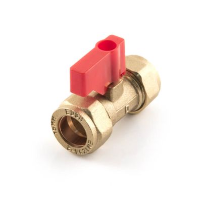 Lever Operated Isolating Valve Red Handle 15mm Brass