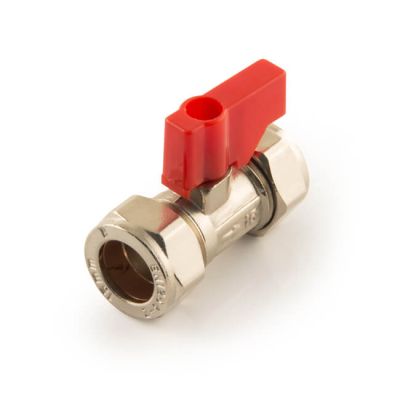 Lever Operated Isolating Valve Red Handle 15mm Chrome