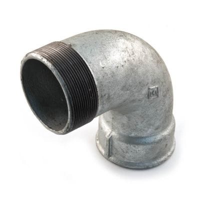 Short Turn Equal Bend 90° - 2" BSP M x F Galvanised