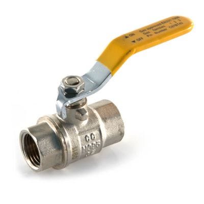 Gas Ball Valve - 3/8" BSP PF Yellow Lever Handle