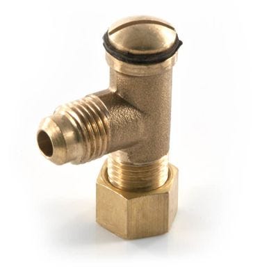 Restrictor Elbow Brass - 8mm Comp. x 1/4" BSP M Flare