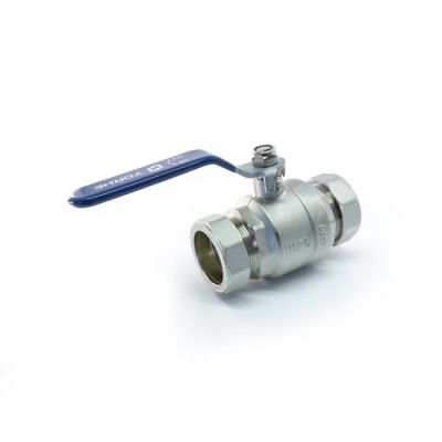 Ball Valve - 35mm Compression Blue Lever Handle