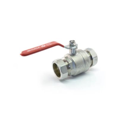 Ball Valve - 42mm Compression Red Lever Handle