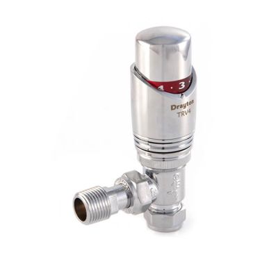 Drayton TRV4 Chrome, Angled TRV - 15mm