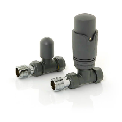 Straight TRV & Lockshield Pack - 10/15mm, Anthracite